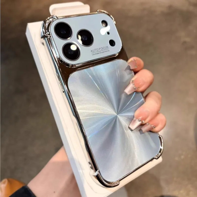 Luxury Plating CD Texture Laser Aesthetic Case For iPhone 17 Air 16 15 14 13 Pro Max Plus Dazzle Aurora Armor Shockproof Cover