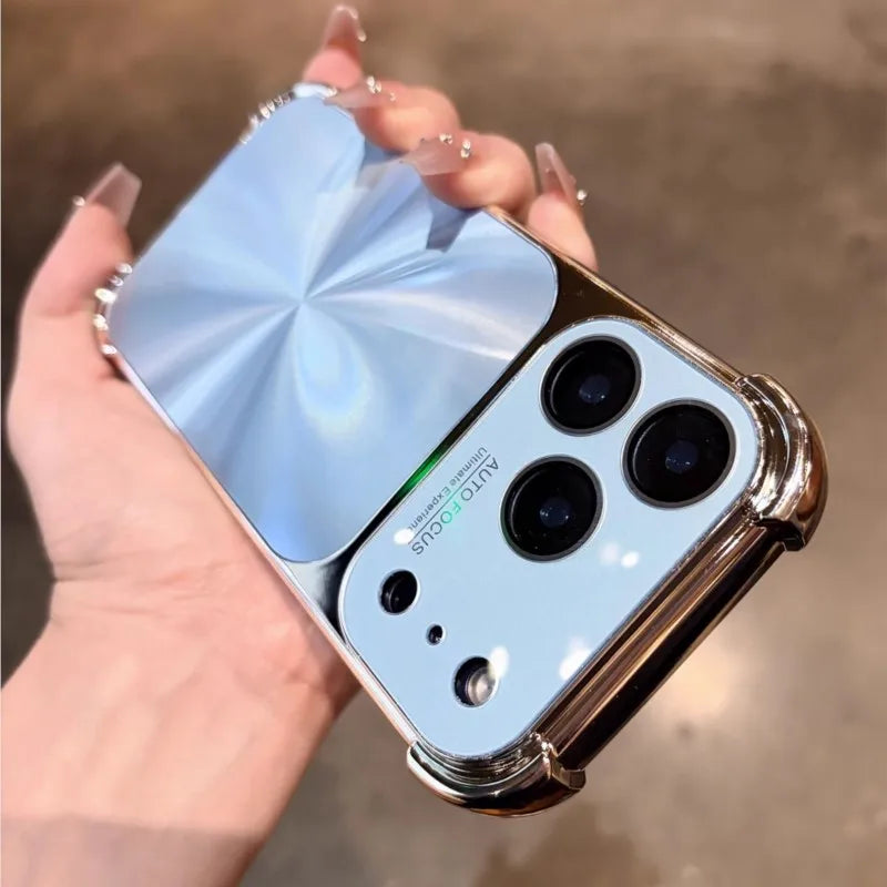 Luxury Plating CD Texture Laser Aesthetic Case For iPhone 17 Air 16 15 14 13 Pro Max Plus Dazzle Aurora Armor Shockproof Cover